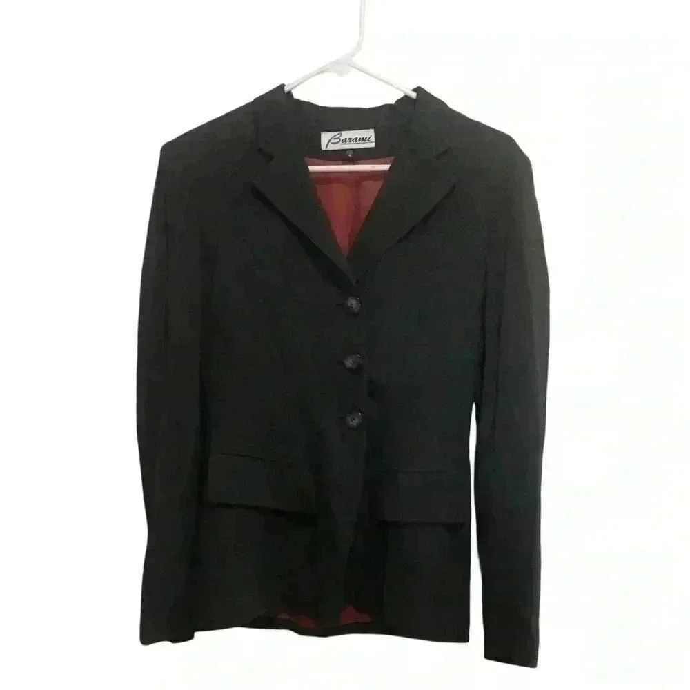 Barami Women Black Blazer Jacket Size 4 Made in USA Classic Button Front
